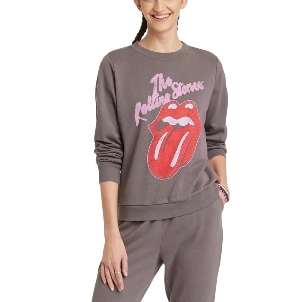 The ROLLING STONE Grey Long Sleeve Crewneck Pullover Sweatshirt Size Large - Picture 5 of 5